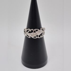 GORGEOUS "925 RJ" Graziano 3 diamond, Marcasites, & Filigree. Size 8.